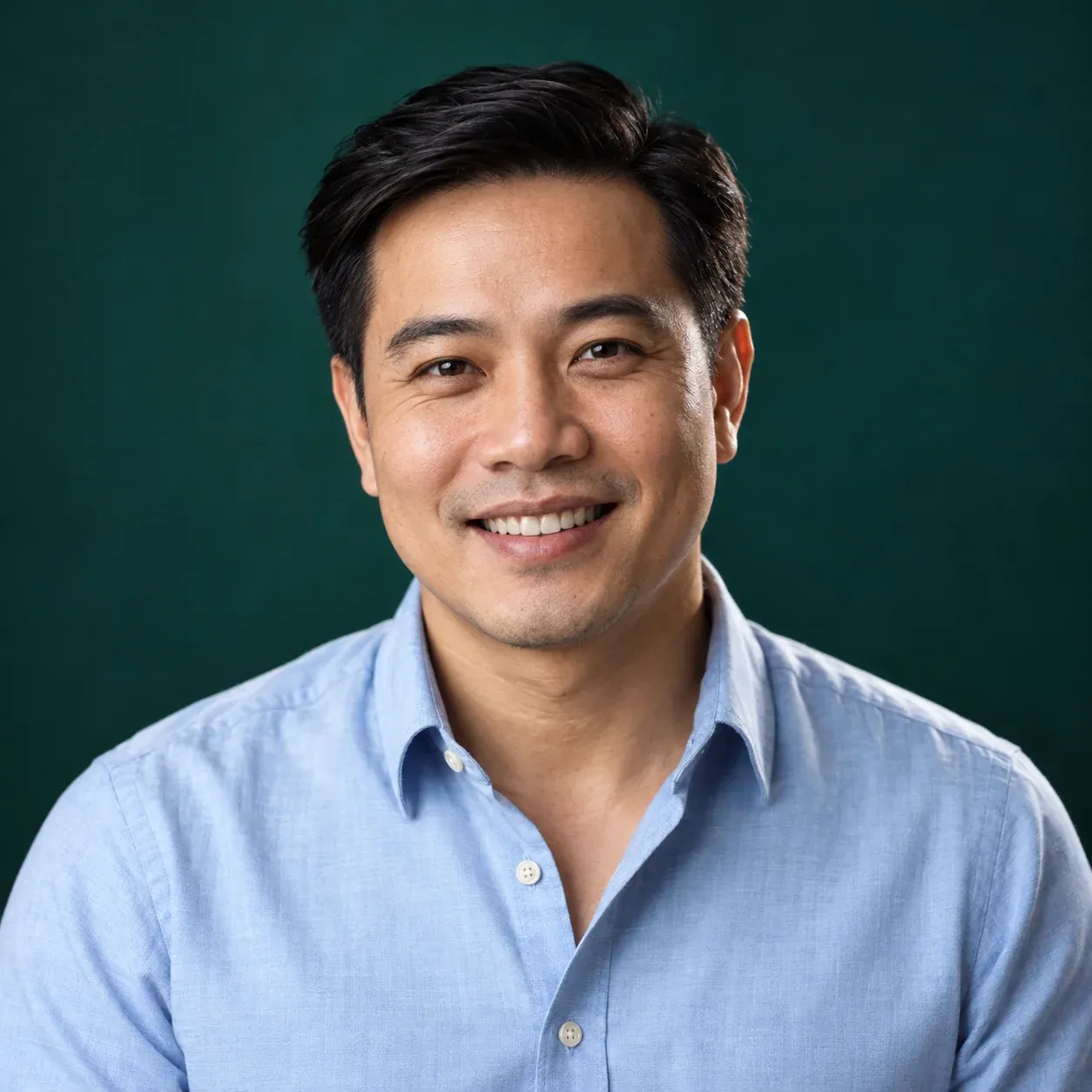 Portrait of Nguyễn Hoàng Nam, Head of Cities & Partnerships at WhereTheFuture, against a deep teal backdrop.